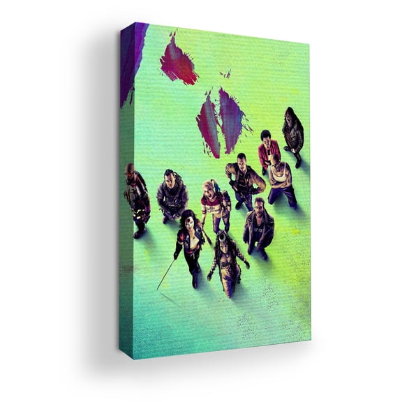 Sucide Squad Canvas Wall Art by Mavis Print- 16x20 inches DC Comics Wall Decor | HD Printed & Wooden framed wall art | UV & Water Resistant Modern Wall Decor for Gift | Kids room Decor | Made in USA
