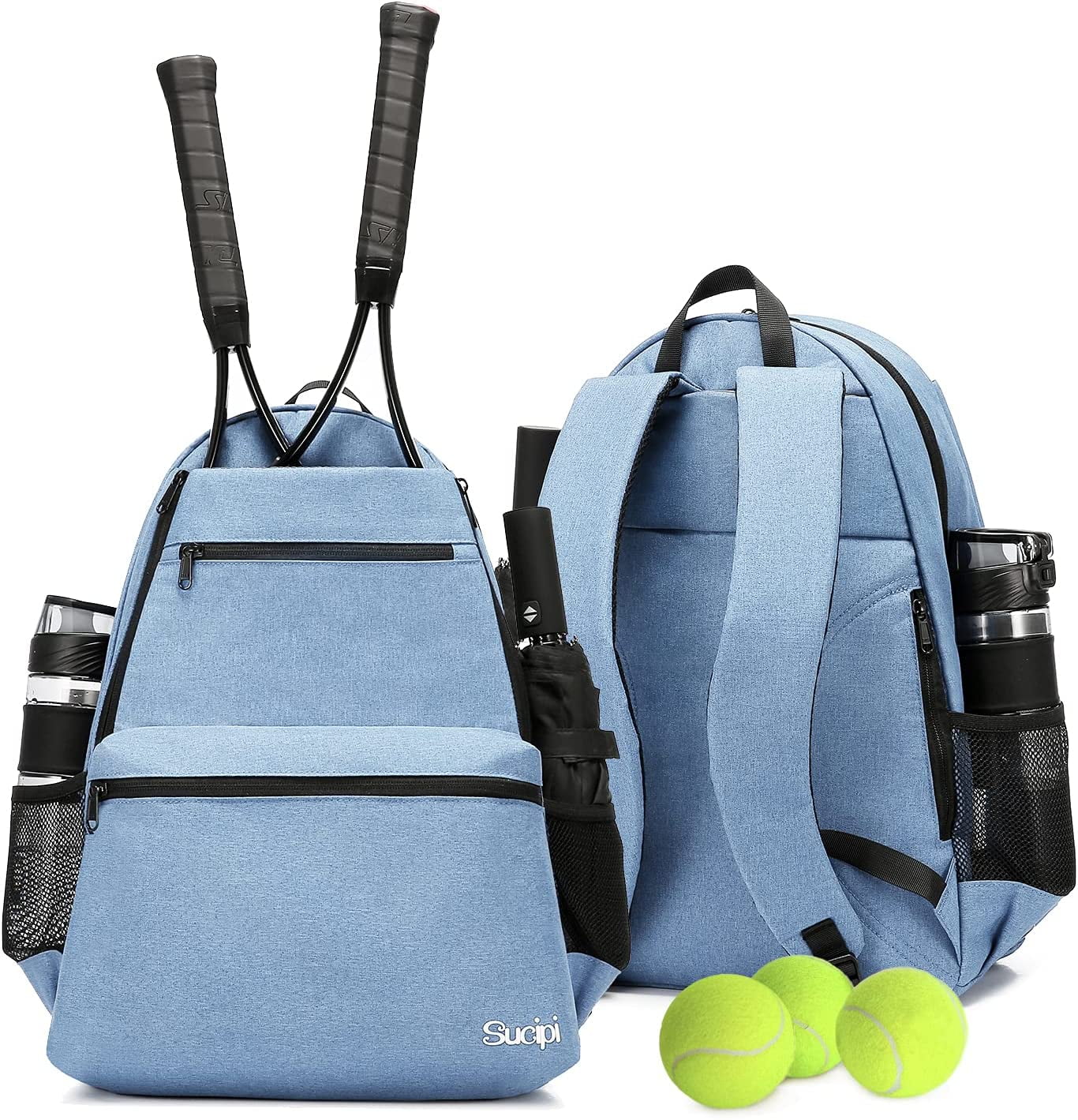 Sucipi Tennis Bag for Men and Women, Professional Tennis Backpack Racket  Bags Holds 2 Rackets with Ventilated Shoe Compartment-Blue 
