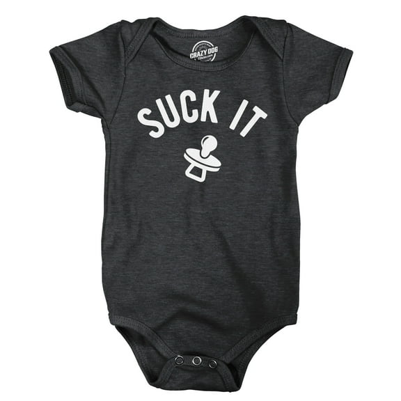 Suck It Baby Bodysuit Funny Sarcastic Pacifier Graphic Novelty Jumper for Infants