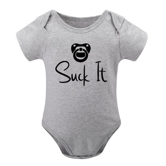 Suck It - Baby Clothes - Funny Newborn Bodysuit Outfits for Boys And Girls Gray-style-1 12months