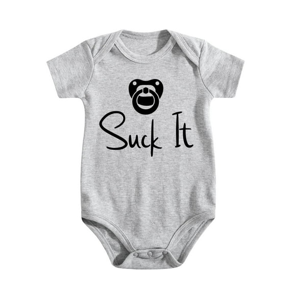Suck It - Baby Clothes - Funny Newborn Bodysuit Outfits for Boys And Girls Light Gray-style-1 0-3M