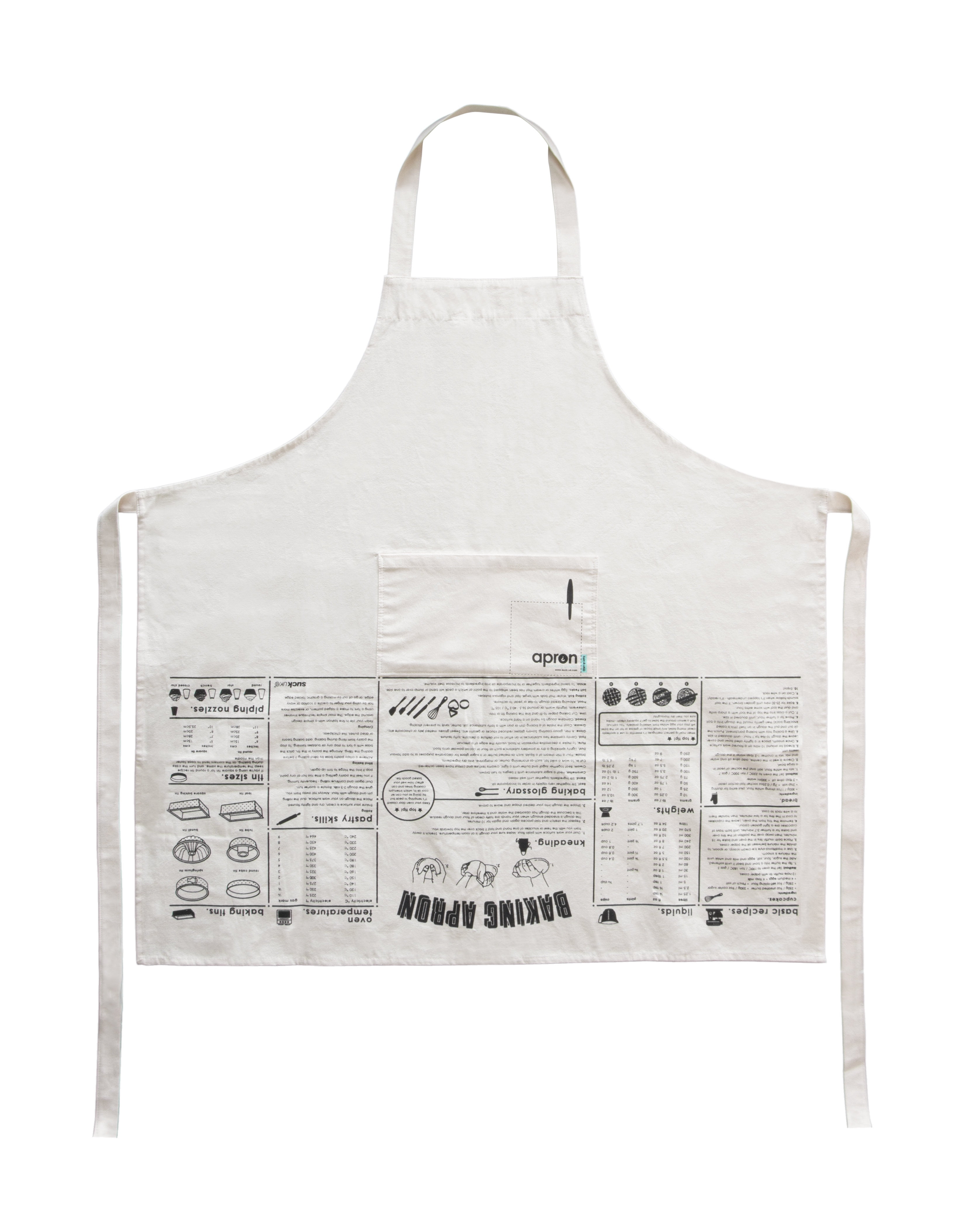 Suck UK Baking Apron | Cooking Guide Kitchen Apron | Chef Apron | Cotton Cooking Apron | Full Length | 100% Unbleached Cotton Canvas | Machine Washable | Unisex