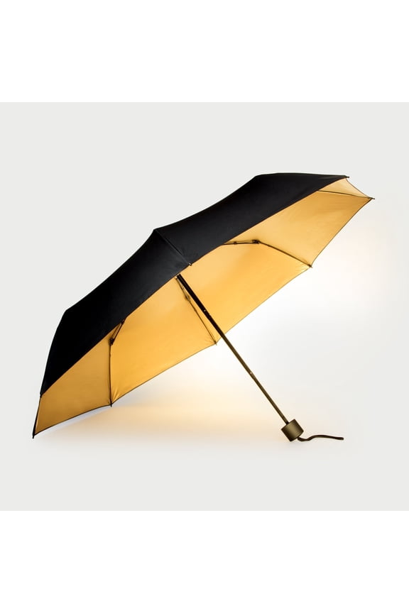 Black And Gold Windproof Umbrella | Travel Umbrella | Lightweight Compact Umbrella | Folding Umbrella | Manual Telescope Umbrella | Strong Umbrella | Handbag Essentials