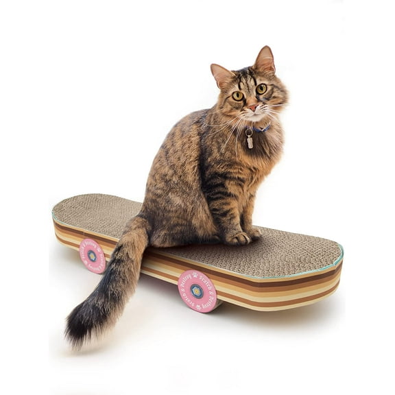 Suck UK Cat Scratch Pad Skateboard Cat Scratchers for Indoor Cats Cat Toy Scratching Board for Cats & Kittens Funny Cat Gifts & Gifts for Cats Interactive Cat Toy & Cardboard Cat Scratcher