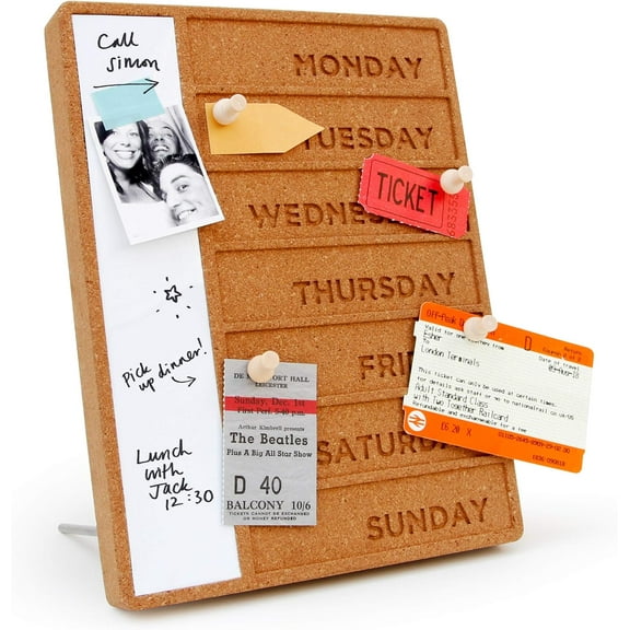 Suck UK Cork Whiteboard Weekly Planner | White Board Organiser | Office Accessories | Weekly Desk Planner