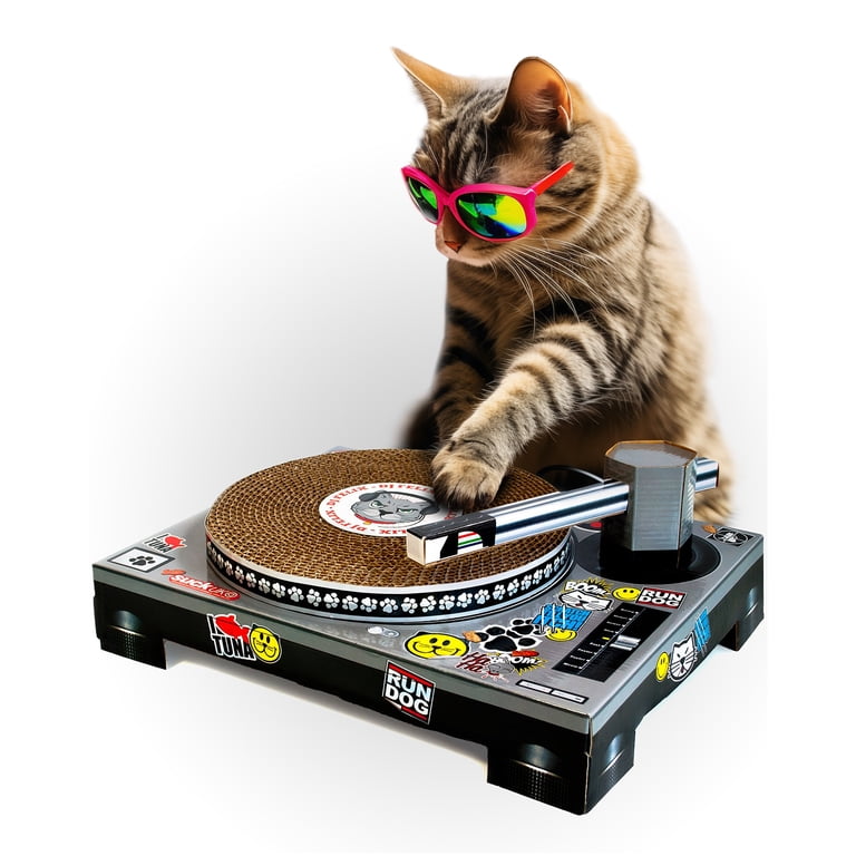 Suck UK DJ Decks Cat Scratcher, Cardboard Claw-Friendly Scratching