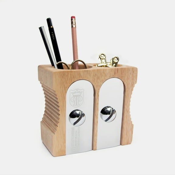 Suck UK | Pen Pot Wooden Pencil Pot Desk Organizer | Double
