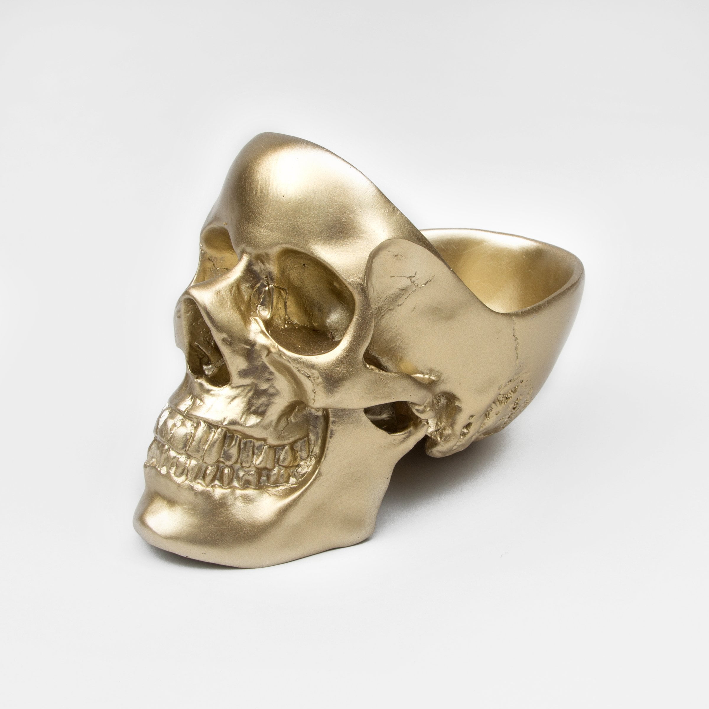 Suck UK | Skull Jewelry Organizer | Desk Tidy | Trinket Dish & Key Bowl | Gold