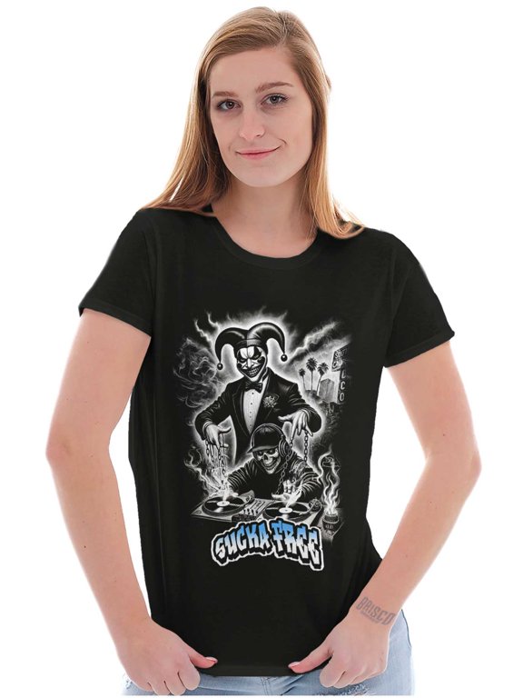 Sucka Free Skeleton DJ Clown MC Womens Slim Fit Graphic Tee Brisco Brands S