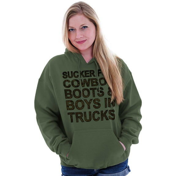 Sucker Cowboy Boots Boys Trucks Country Women Plus Size Graphic Pullover Hoodie Brisco Brands 2X