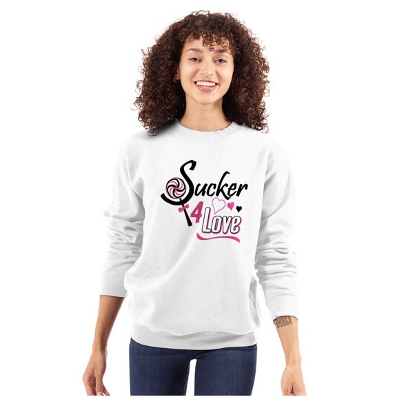 Sucker For Love Funny Valentines Day Women Crewneck Sweatshirt Brisco Brands S