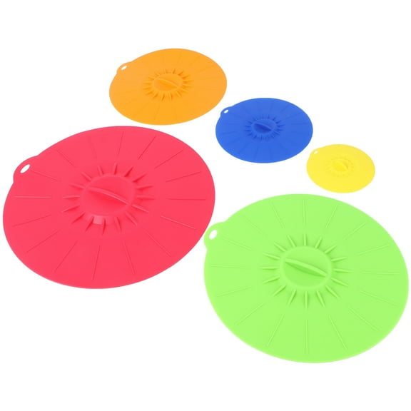 Sucker Silicone Covers Heat Preservation Food Wrapping Paper Reusable Dish 5 Pcs