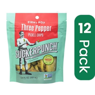 SuckerPunch 3 Pepper Pickle Chips 3.4 oz (Pack Of 24)