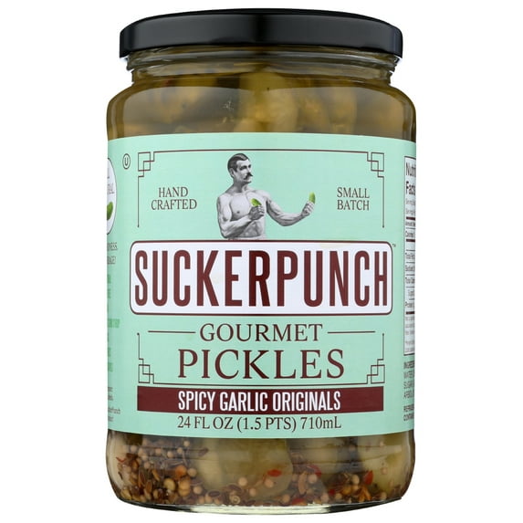 Suckerpunch Spicy Garlic Originals Gourmet Pickles, 24 Fl Oz Pack Of 6