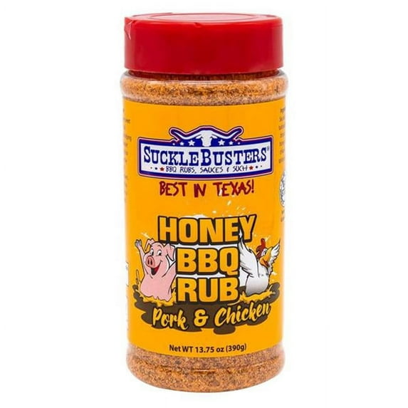 SuckleBusters Honey BBQ Rub: Award-Winning Sweet & Smoky, Sweet-Honey Seasoning for Pork & Chicken, Gluten-Free, No MSG Shaker (13.75oz)