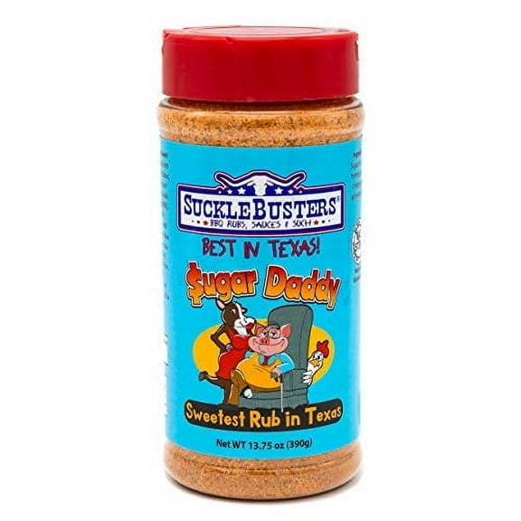 SuckleBusters Sugar Daddy BBQ Rub: Sweet & Savory for Pork, Chicken, Fruits and Deserts, Very Mild, Gluten-Free, No MSG Shaker (13.75oz)