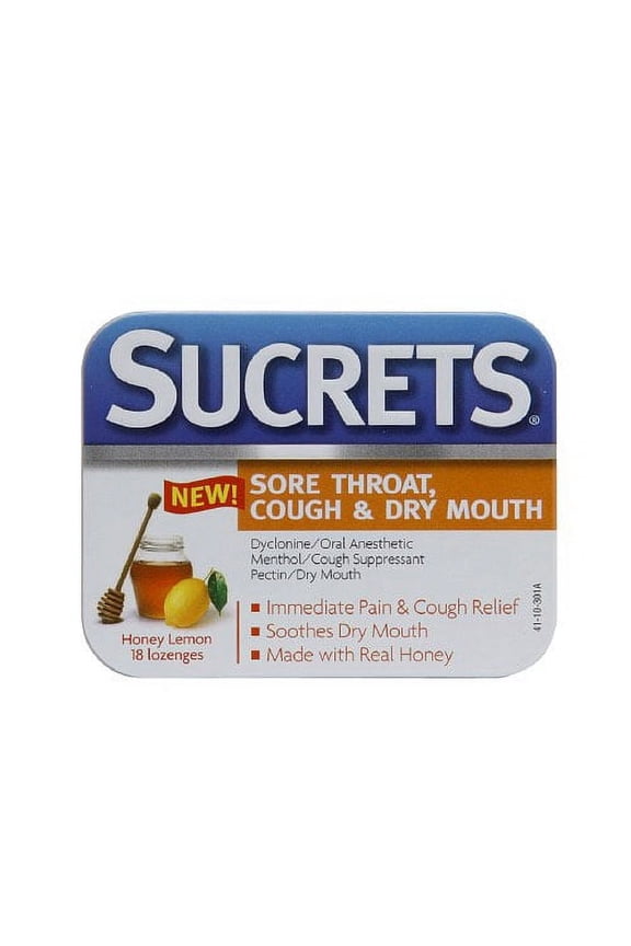 Medicated Sore Throat And Dry Mouth Honey Lemon Lozenges 18 Ea, 2 Pack