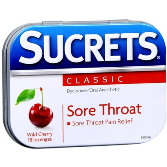 Sucrets Original Formula Sore Throat Lozenges, Wild Cherry, 18 Each