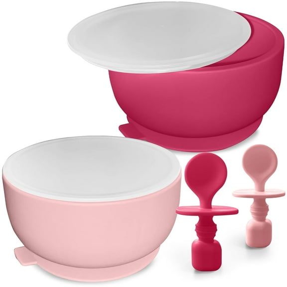 Suction Bowl with Lids and Spoons, Baby Feeding Essentials, Extra Strong Baby Suction Bowls, BPA Free Baby Bowls, Silicone Baby Feeding Set, Infant Babies & Toddler, Baby Bowls with Suction