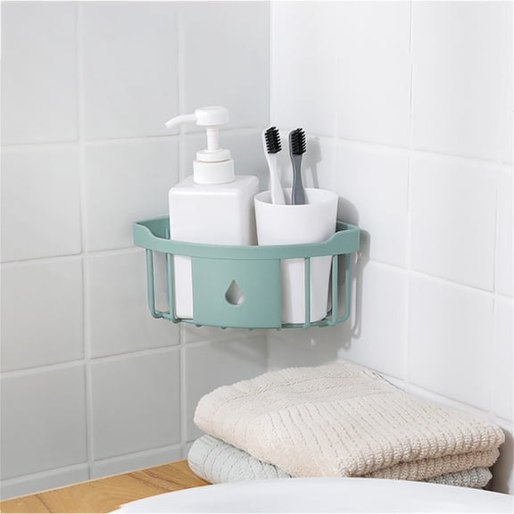 Suction Corner Shower Caddy - Bathroom Shelf Storage Basket - No Drill Corner Organizer - Rustproof Draining Rack