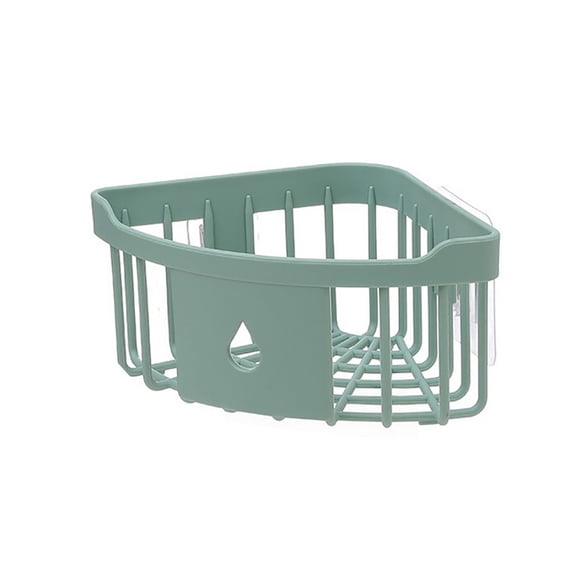 Suction Corner Shower Caddy, Bathroom Shelf Storage Basket Wall Mounted Organizer for Shampoo, Conditioner, Plastic Rack for Kitchen&Bathroom, Drill-Free Removable (1 Pack),Light Green