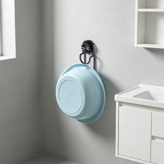 Suction Cup Basin Organizer - Wall Mounted Hanging Basin Holder for Bathroom Storage, Bath Hook Shelf, Perpendicular Storage Rack