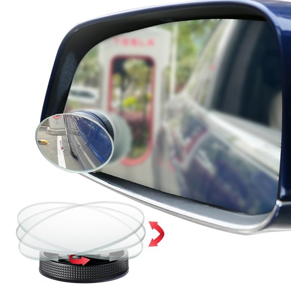 Suction Cup Blind Spot Mirror, Ampper HD Glass Frameless Removable Convex Wide Angle Rear View Mirror (Oval, Pack of 2)