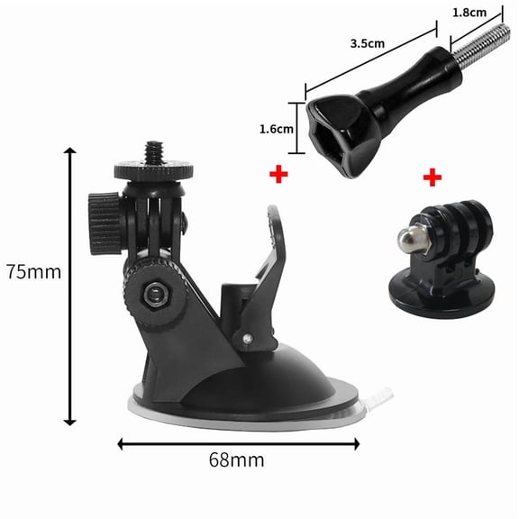 Suction Cup Camera Car Mount With Tripod Adapter Phone Holder for GoPro Hero 13 12 11 10 9 8 DJI Osmo 360 Action 5 Pro 6 4 Insta
