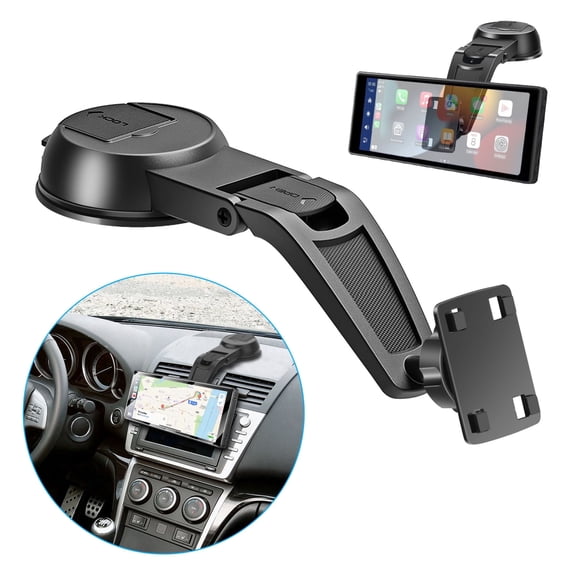 Suction Cup CarPlay Screen Mount, EEEkit 360 Adjustable Windshield Dashboard Car Display Holder Fit for 7" 9" 10.26" CarPlay Screen, Android Auto Monitor, GPS