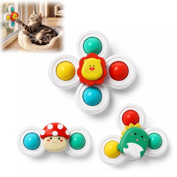 Suction Cup Cat Spinner Toy Happy Spinning for Window Perch, Durable & Interactive