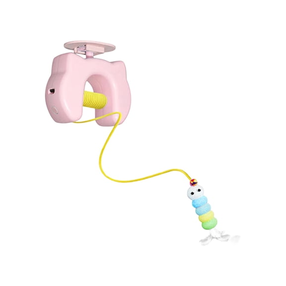 Suction Cup Cat Teaser Wand - Interactive Cat Toy with Bell & Feather, Self-Entertainment for Cats, Pink, with Attached Link Image