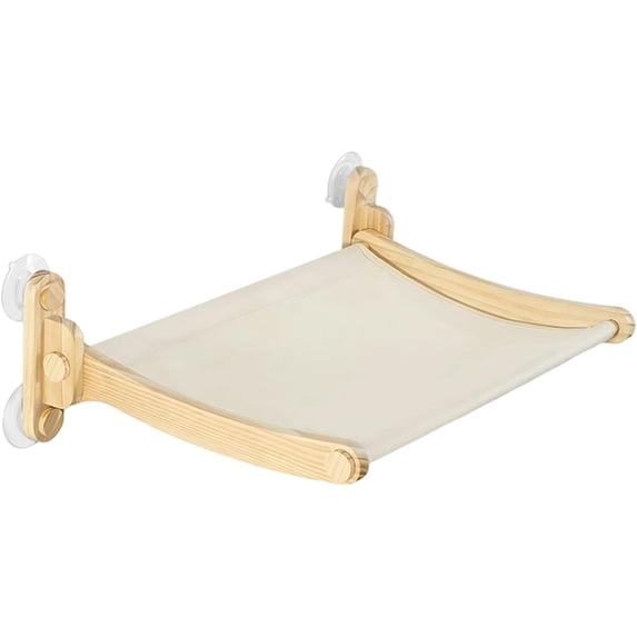 Suction Cup Cat Window Perch, Foldable, Wooden Frame, Washable, Indoor