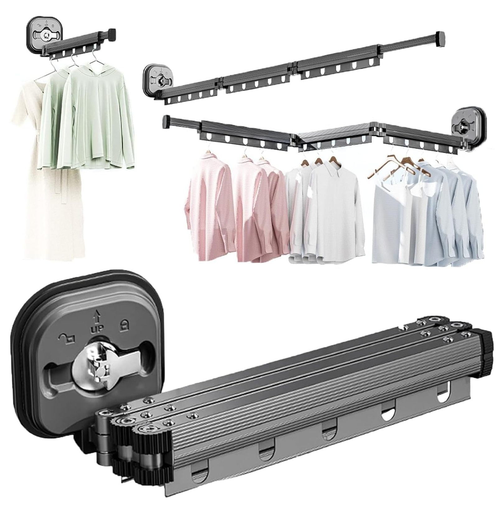 Suction Cup Clothes Drying Rack, Suction Cup Wall Mount Folding Clothes ...