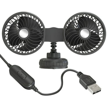 Suction Cup Cooling Fan Dual Head Cooling Fan USB/Cigarette Lighter Plug Fan