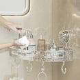 thumbnail image 1 of Suction Cup Corner Shower Caddy No Drill Wall Mounted Storage Rack for Bathroom Kitchen Organizer Clear Plastic Adjustable Shelves with Hooks, 1 of 7