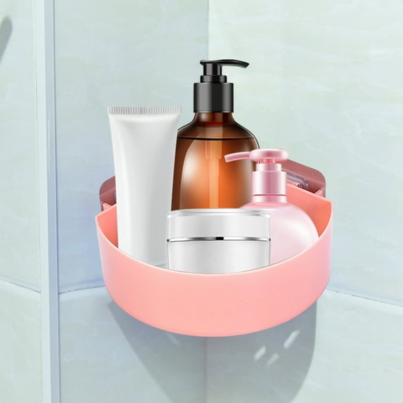 Suction Cup Corner Shower Shelf Organizer (5.7x5.7x2.55 Inches), Punch Free Bath Caddy Rack Basket for Shampoo Conditioner Soap Storage Dispenser Bathroom