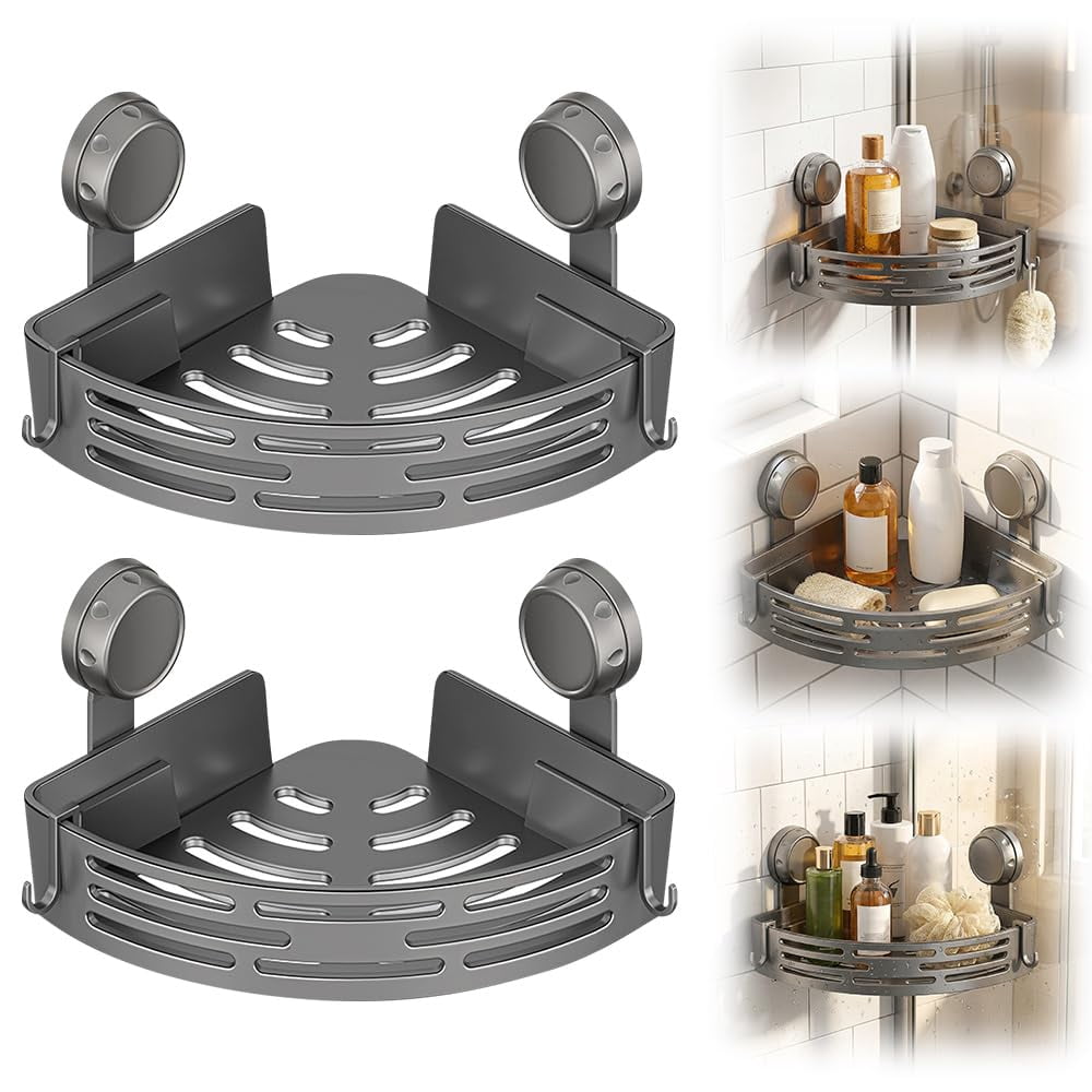 Suction Cup Corner Shower Shelf, Rust Proof Bathroom Storage Rack, No ...
