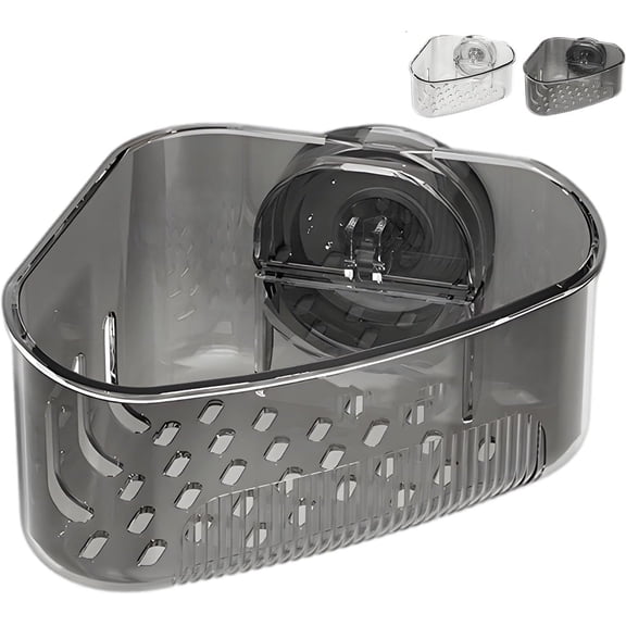 Suction Cup Corner Sink Strainer Clear PET Drainage Holes for Kitchen SpongeTransparent Black