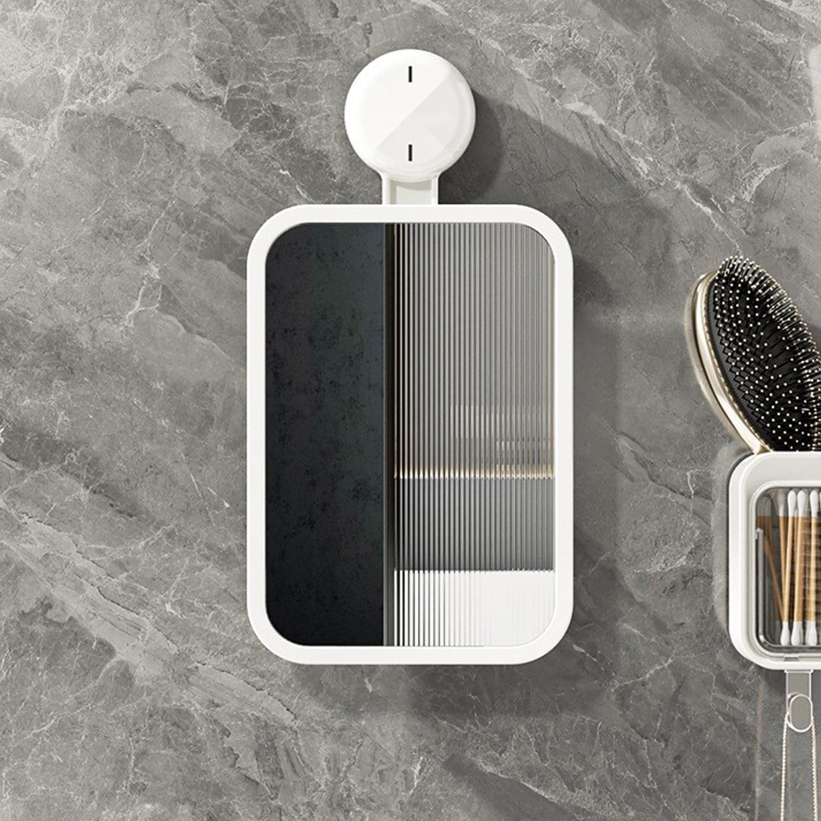 Suction Cup Cosmetic Mirror Shelf Bathroom Wall Mounted Mirror Bathroom ...