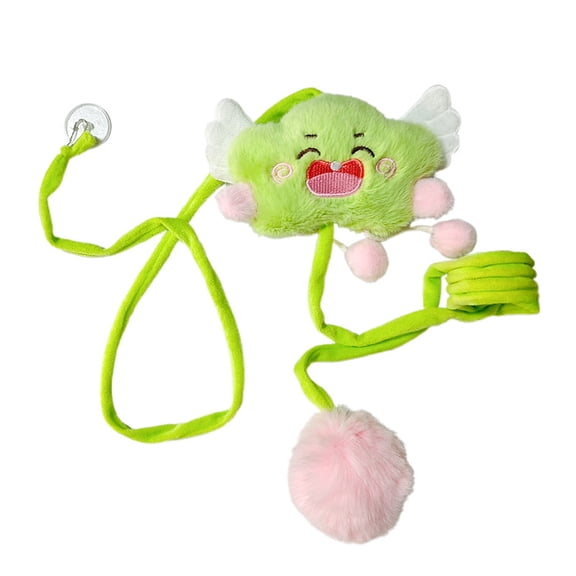 Suction Cup Door Hanging Cat Toy, Elastic Rope Plush Teaser with Catnip for Indoor Cat Self-Play and Exercise, Green