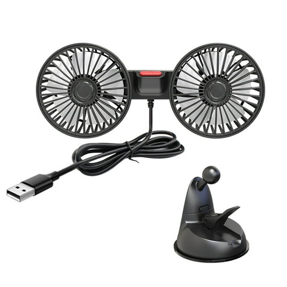 Suction Cup Double Head Car Mounted Fan With 360 Degree Adjustable Heads 3 Setting Speeds And Low Noise Operation For Suv Rv And Office Home Use