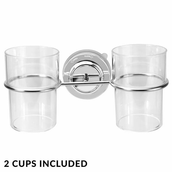 Suction Cup Double Toothbrush Tumbler Holder Bathroom Cup Holder