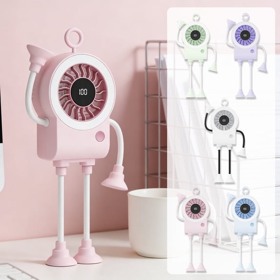 Suction Cup Fan 5 Speed Settings with Digital Display Flexible Hose Arm USB Rechargeable Portable Mini Fan for Kitchen Bathroom Office by PALIFEUR