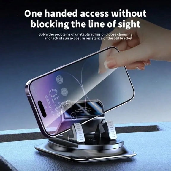 Suction Cup Fixed 360 Rotatable Car Dashboard Phone Holder, Horizontal Vertical Angle Adjustable Anti-Slip Mobile Phone Stand for iPhone Android Car Navigation