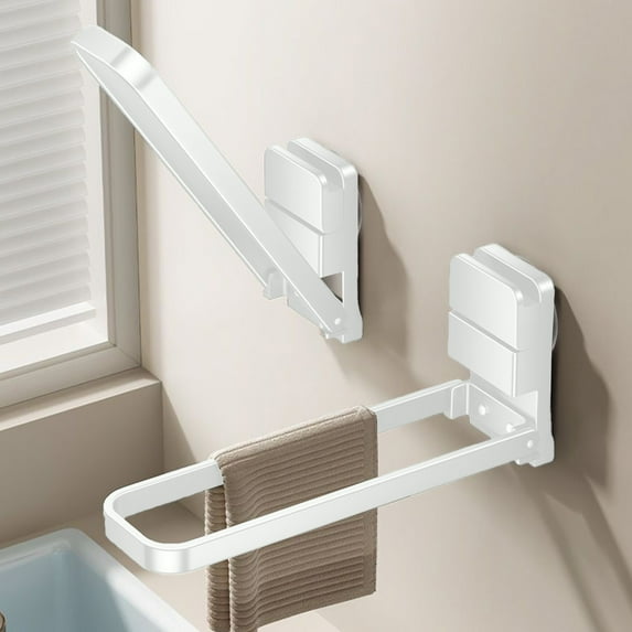 Suction Cup Foldable Rack Iron Bathroom Storage Shelf for Shower Wall No Drill Installation White Gray 22.4x6.2cm