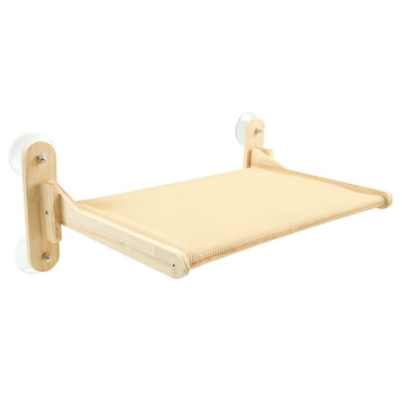 Suction Cup Folding Cat Window Perch No Drilling Wood Frame Cat Window Hammock for Indoor Living Room Bedroom