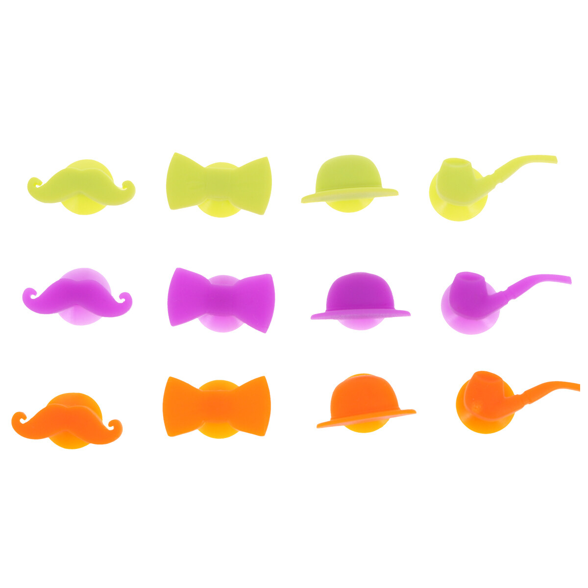 Suction Cup Glass Markers, 12pcs Silicone Mustache Hat Wine Glass