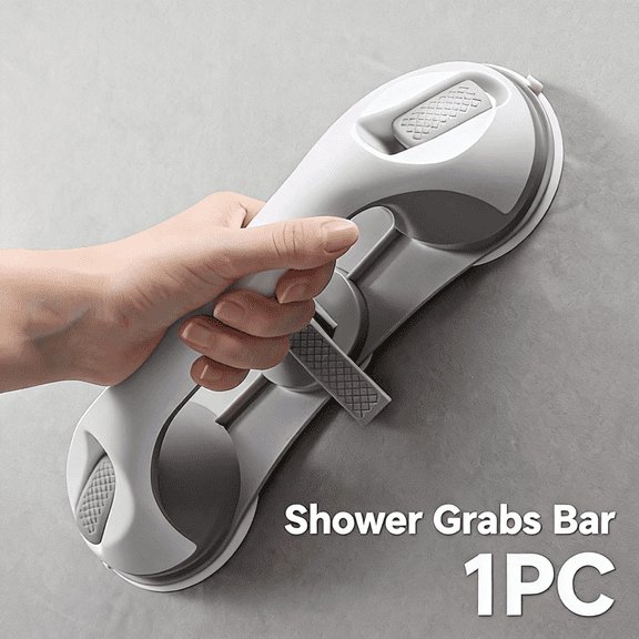Suction Cup Grab Bar for Elderly - Shower Safety Handle with Non-Slip Texture and Secure Flip Lock, Portable Bathroom & Tub Assist Rail - 240lb Capacity No Tools Needed