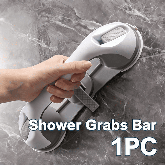 Suction Cup Grab Bar for Shower - Heavy Duty 240lb Capacity Safety Rail with Anti-Slip Grip, Flip Lock Technology for Secure Hold on Tile/Glass, Bathroom Assist Handle for Elderly & Disabled