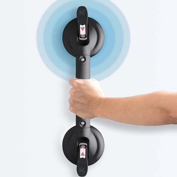 Suction Cup Grab Bars for Bathtubs and Bathroom, Tool Free Shower Handle, Grab Handle for Elderly Suction with Indicators, Shower Grab Bar for Seniors,Black